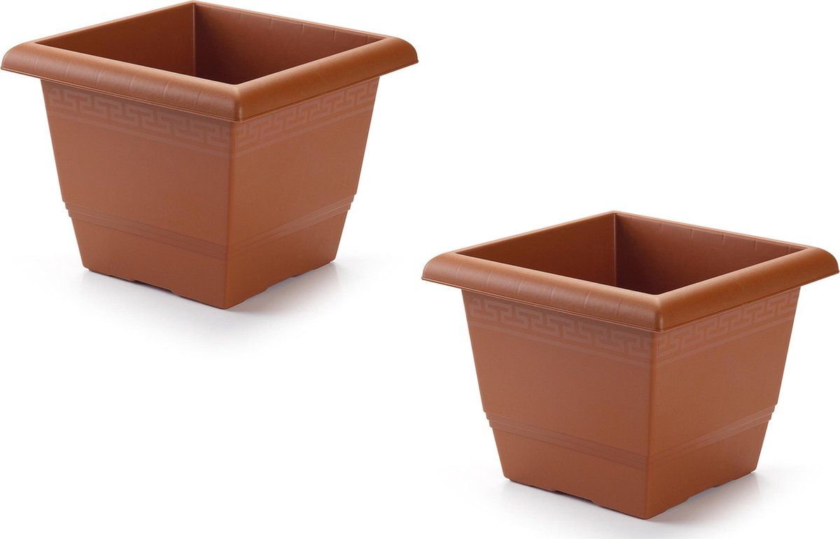 Forte Plastics Plantenbak - 31x31x24 cm - Terra Cotta - Set van 2