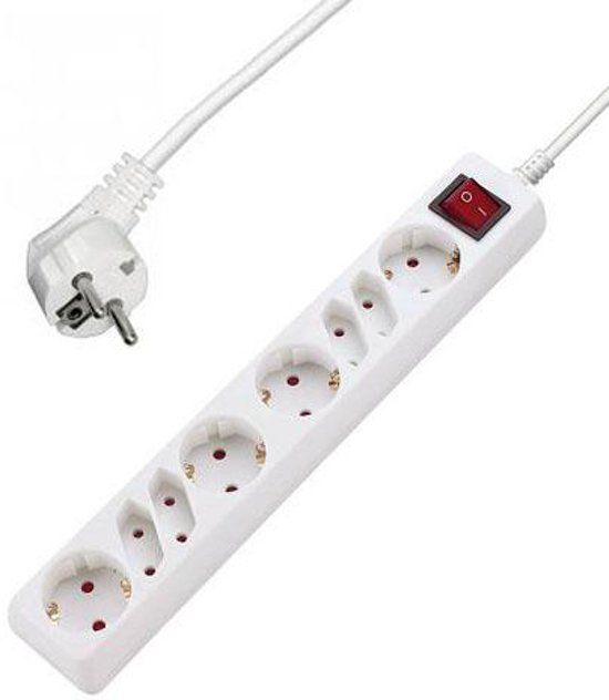 Allteq Stekkerdoos met schakelaar - 8-voudig - 1.5 meter - Wit