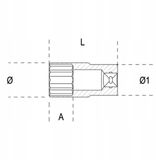 Beta Doplagsleutel 3/8\" 6-kant 8mm Lang