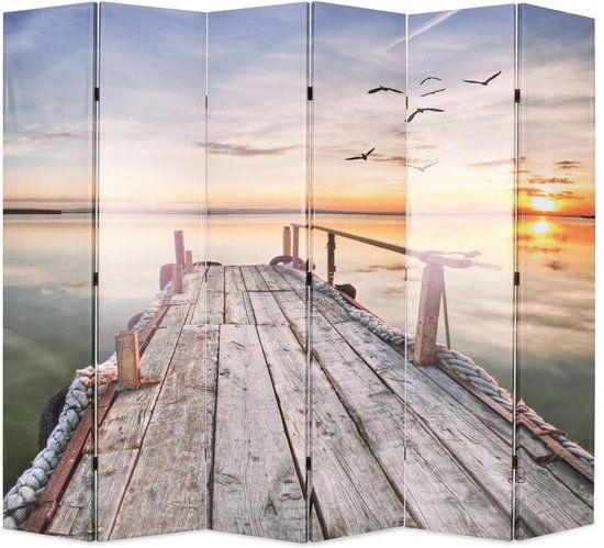 vidaXL Kamerscherm - Inklapbaar - Meer - 228x170 cm - Kunststof - Multikleur