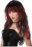 California Costumes Pruik Tempting Tresses Zwart/Rood