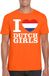 Bellatio Decorations Oranje Feestkleding I love Dutch girls - Oranje Koningsdag - Holland supporter kleding t-shirt heren S