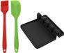 Planchette de cuisine sans marque avec fouet de cuisine et spatule de cuisine - Set de 3 - Noir, Rouge, Vert - Silicone