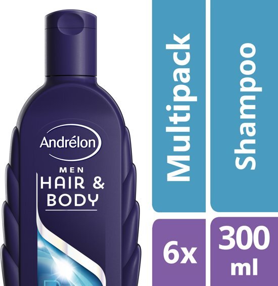 AndrÃ©lon Men Hair & Body 2in1 - 300 ml - Shampoo - 6 stuks - Voordeelverpakking
