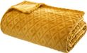 Atmosphera Plaid/bankdeken Monnet - okergeel - 180 x 230 cm - polyester fleece - ruitmotief - bedsprei