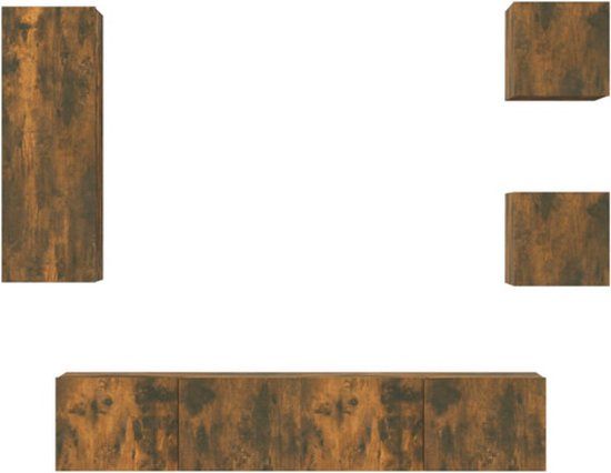 vidaXL 5-delige Tv-meubelset bewerkt hout gerookt eikenkleurig