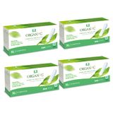 Organyc Tampons van 100% biologisch gecertificeerd katoen voor sterke dagen, 4 verpakkingen van 16 stuks (in totaal 64 stuks)