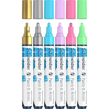 Schneider Paint-It - Markeerstiften - 6 stuks - Diverse kleuren