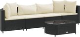 vidaXL Loungeset met kussens, polyrattan, zwart