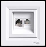 Asfora. Schneider Asfora. RJ45+RJ11 stopcontact, wit