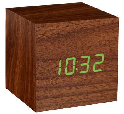 Gingko Cube Click Clock Walnoot/Groen