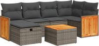 vidaXL - 7-delige Loungeset met kussens, polyrattan, grijs
