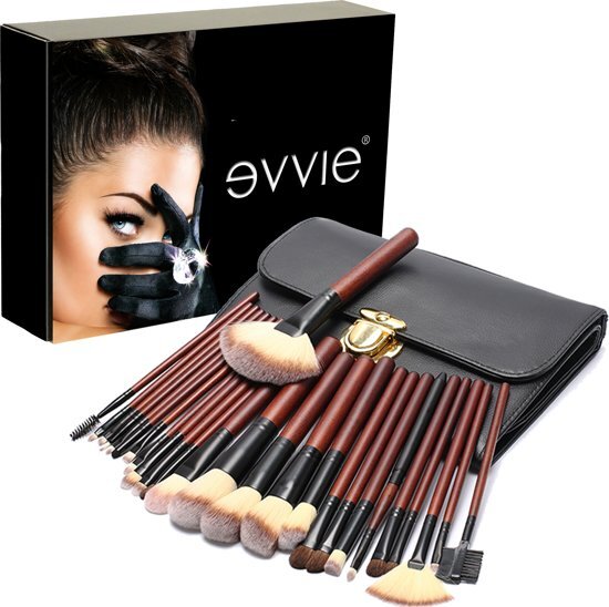Evvie professionele 26-delige make-up kwasten set Deluxe - geschikt voor oogschaduw, lippenstift, concealer en foundation - in luxe etui en Giftbox