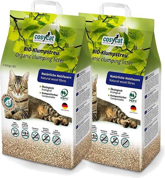 Cosycat Biologische Kattenbakvulling Klontvormend - fijne korrel 2x 20L