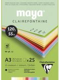 Clairefontaine 975333C Tekenblok Gelijmd Tekenpapier Maya - 25 Vellen Glad Tekenpapier in Pastelkleuren Geassorteerd - A3 29,7x42 cm 120g
