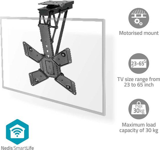 Nedis SmartLife Motorized TV Ceiling Mount - 23-65" - Black