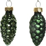 Decoris Dennenappel Glas Glans-Mat Dennengroen dia2.5x6cm