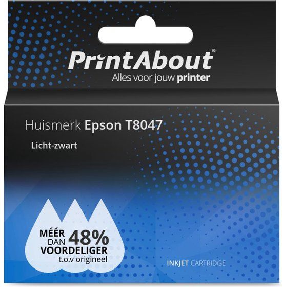 PrintAbout T8047 Light Black Ink Cartridge - Compatible with Epson Printers - 700ml