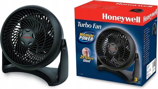 Honeywell Krachtige TurboForce-ventilator (stille verkoeling, 90° variabele kanteling, 3 snelheidsinstellingen, wandmontage, tafelventilator) HT900E