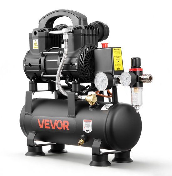 Vevor 0,75 kW Luchtcompressor, Olievrij, 6L Tank, 71 L/Min, 8 Bar