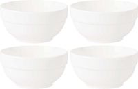 Vivalto Artesania Cerd Vivalto Kommetjes/serveer schaaltjes - 4x - Kendai - porselein - D13 x H6.5 cm - ivoor wit - Stapelbaar