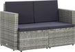 vidaXL Banc de jardin - 2 places - avec coussins - polyrotin - gris