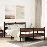Prolenta Maison Exclusive - Metalen bed zonder matras, bruin, eikenhoutlook, 150x200 cm