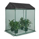 Relaxdays plantenhoes met deur en dak, insectennet, H x B x D: 150 x 130 x 90 cm, groen
