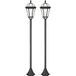 Lot de 2 lampes solaires de jardin, poteau d'éclairage extérieur 129 cm, résistant aux intempéries, LED, 6h d'autonomie, IP44, noir