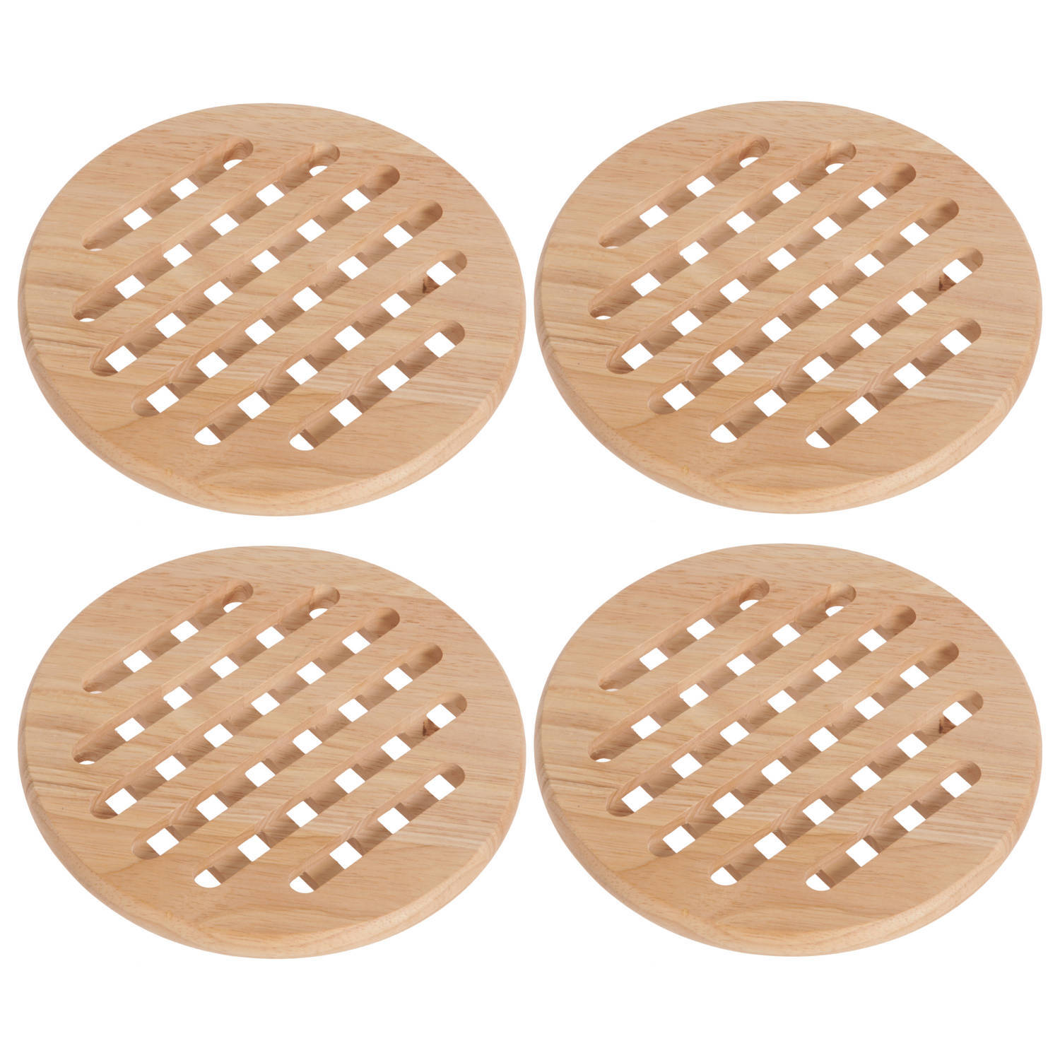 Cosy&Trendy Set van 4x stuks ronde pannen onderzetters van hout 19 cm - Onderzetters voor ovenschalen en kookpannen