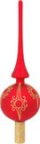 Krebs Kerst piek - rood - 28 cm - glas - gedecoreerd - kerstboompiek - kerstboom topper