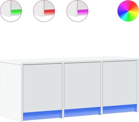 vidaXL Tv-meubel met LED, bewerkt hout, wit