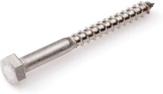 Hoenderdaal Houtdraadbout Rvs/A2 6x80mm (100 Stuks) Din571