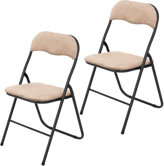 Infinity Goods Klapstoel - 2 stuks - Beige - Fluweel