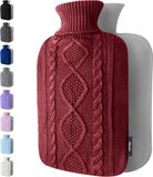 Qomfor - Warmwaterkruik met Gebreide Hoes - Bordeaux - 1.8L