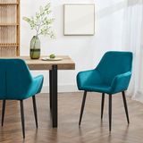 en.casa Eetkamerstoel Hollola set van 2 turkoois