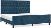 vidaXL Bedframe met hoofdeinde fluweel donkerblauw 180x200 cm