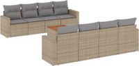 vidaXL 9-delige Loungeset met kussens, polyrattan, gemengd beige