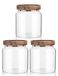 Omgoods - Bocaux de rangement en verre avec couvercle en bois - 3 x 600 ml