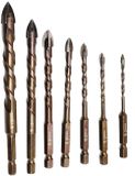 Merkloos / Sans marque Betonboor Set - Metselwerk Boren - Precisie Boren - Gehard Materiaal - 7 Delig - Zilver