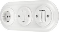 SET PR1 Prise encastrée, interrupteur, triple, tout-en-un, blanc