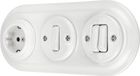 SET PR1 Prise encastrée, interrupteur, triple, tout-en-un, blanc