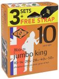 Rotosound JK10-31 Jumbo King 010 3-pack akoestische gitaarsnaarset met gitaarriem