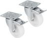 AMIG zwenkwiel/transportwiel - 2x - D125mm - met rem - nylon - 230kg draagvermogen - wit