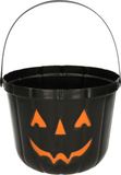 Merkloos / Sans marque Trick or treat snoep emmertje - pompoen - zwart - D20 cm - Halloween snoep ophalen
