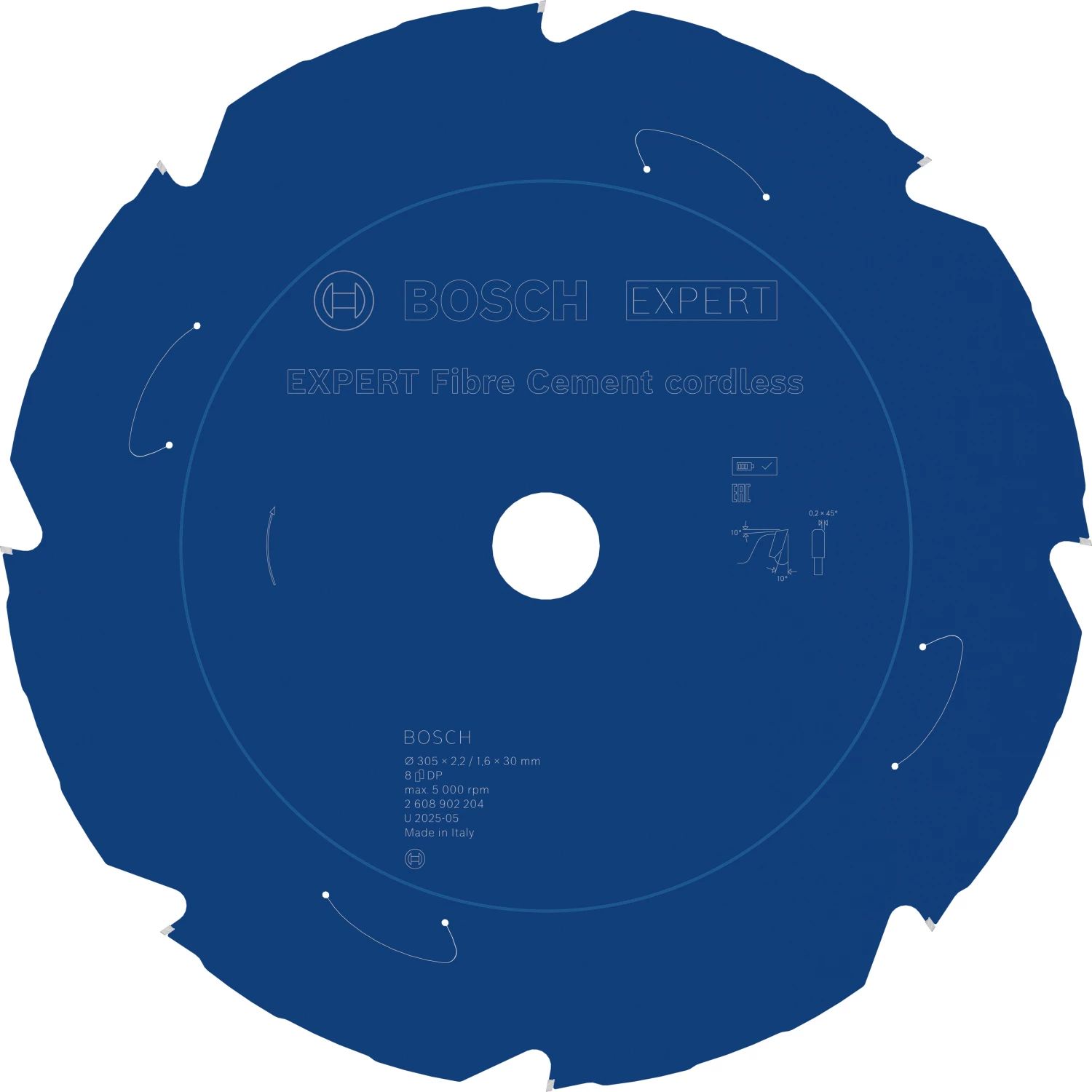 Bosch 2608902204 EXPERT Cirkelzaagblad - 305 X 30 X 8T - Vezelcementplaten