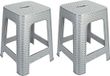 Hega Hogar tabouret - Set van 2 - Rotan line - Zilvergrijs - Kunststof - 37x37x45 cm - Stapelbaar
