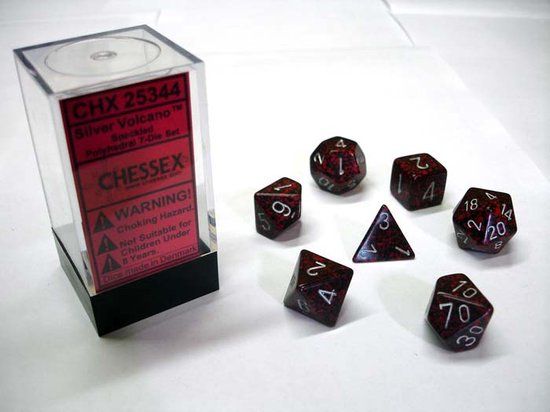 Chessex Polydice 7 Dobbelstenen Set - Silver Volcano Speckled