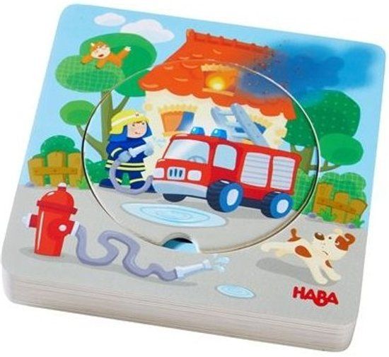 Haba Houten puzzel Brandweer met lagen - Multicolor - Hout - 2017