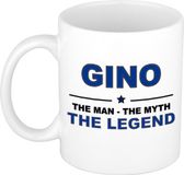 Bellatio Decorations naam cadeau mok - Gino - man myth legend - koffiemok - 300 ml - collega - vaderdag